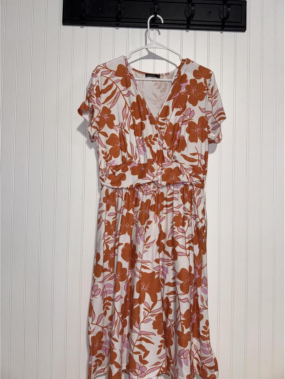 Ouges Floral Midi Dress with Elastic Waist